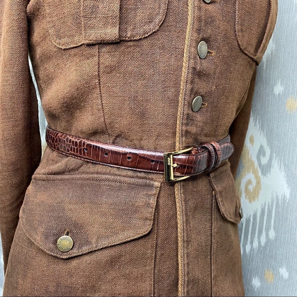 Ralph Lauren Collection Italian Linen Winslow Antique Brown Field Jacket - Picture 12 of 16